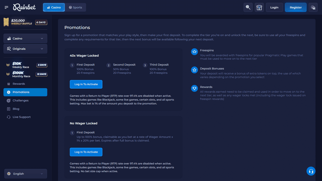 Avis sur RainBet Casino - Classement des professionnels et des joueurs (2026)